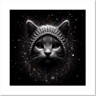 Monochromatic Knitting Cat Within Colors Posters and Art